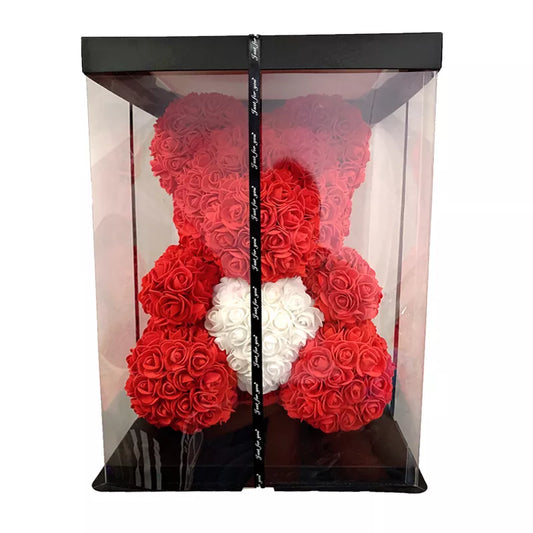Rose Bear Heart Artificial Flower Rose Teddy Bear For Women Valentine's Wedding Birthday Christmas Gift