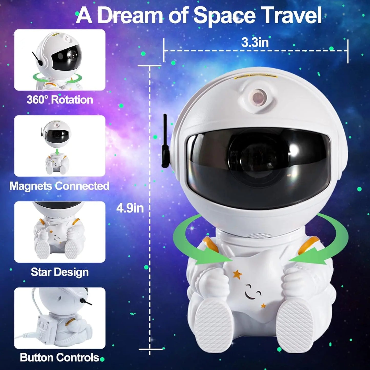 Star Projector Galaxy Night Light Astronaut Nebula Galaxy night lamp Space Bedroom Projector Starry Nebula Gifts for Kids Adults
